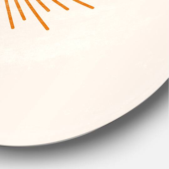 Designart - Orange Sun Print II - Modern Metal Circle Wall Art